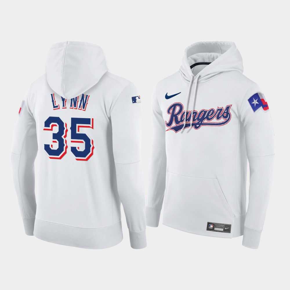 Men Texas Rangers 35 Lynn white home hoodie 2021 MLB Nike Jerseys